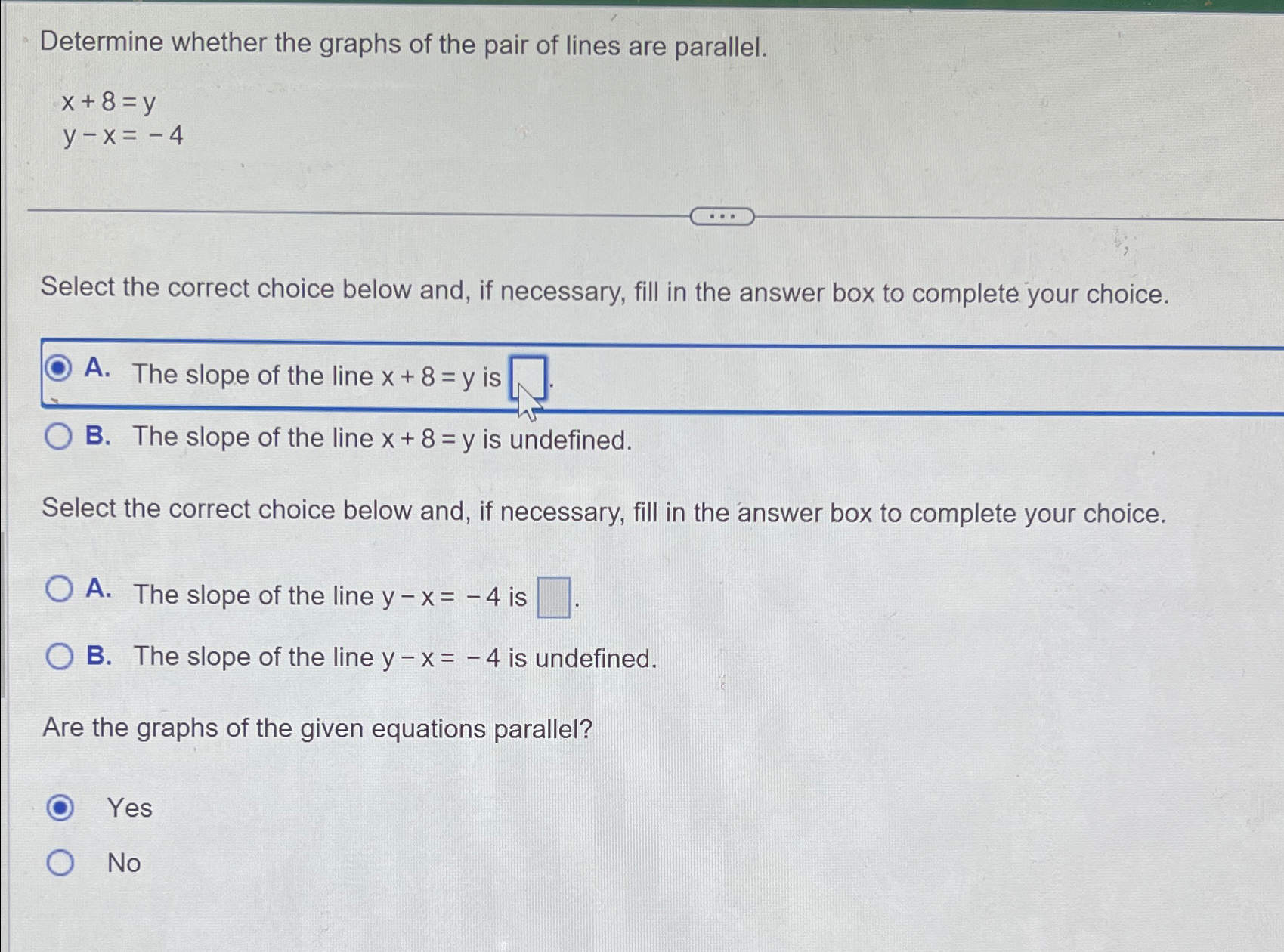 Solved Determine whether the graphs of the pair of lines are | Chegg.com