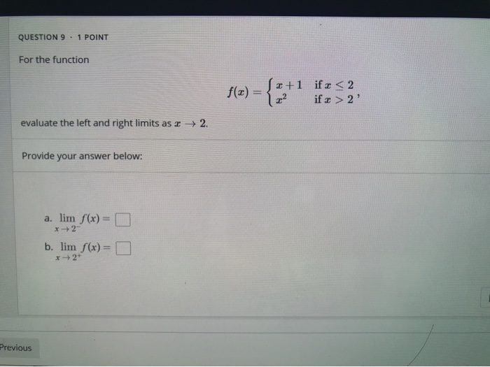 Solved QUESTION 9 1 POINT For the function f(x) = 5x+1 if x | Chegg.com