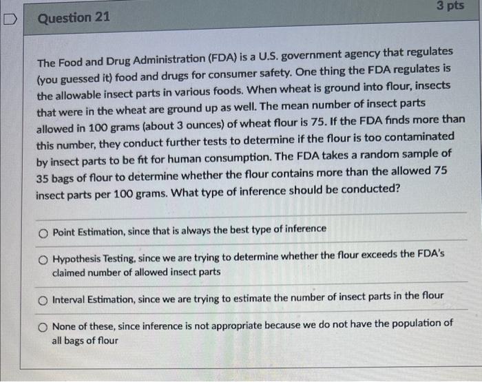 Solved The Food and Drug Administration (FDA) is a U.S. | Chegg.com