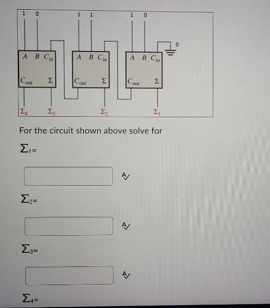 Solved For the circuit shown above solve for Σ1= Σ2= A Σ3= | Chegg.com