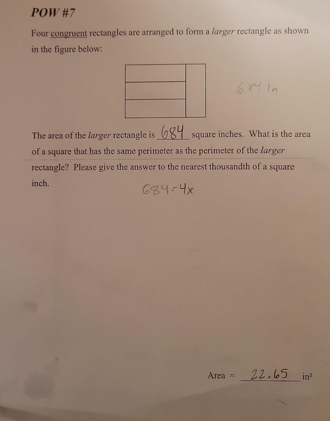 Solved Four congruent rectangles are arranged to form a | Chegg.com