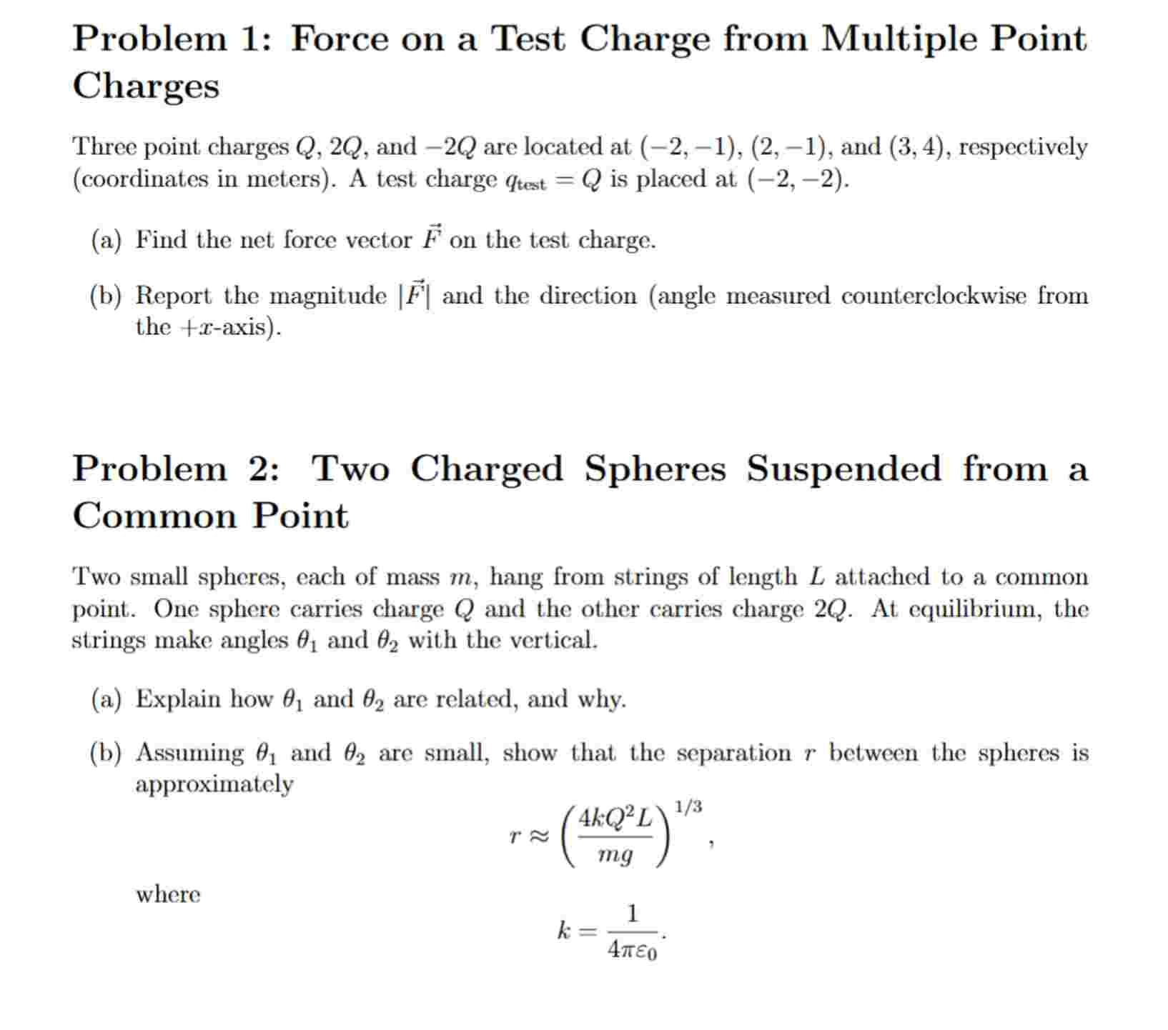 Sa Problem Sphere Solved Problem 2: Two Charged Spheres Suspended from aCommon | Chegg.com