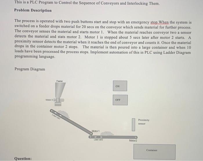 Solved please provide the logo ladder diagram with all | Chegg.com