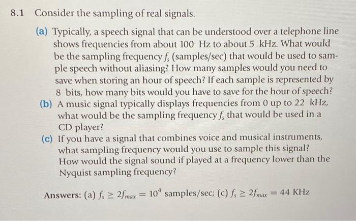 Solved 3.1 Consider the sampling of real signals. (a) | Chegg.com