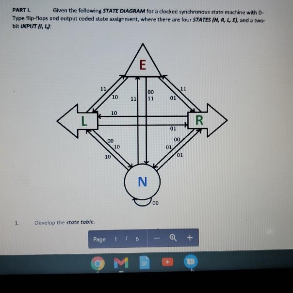 Solved PARTI. Given the following STATE DIAGRAM for a | Chegg.com