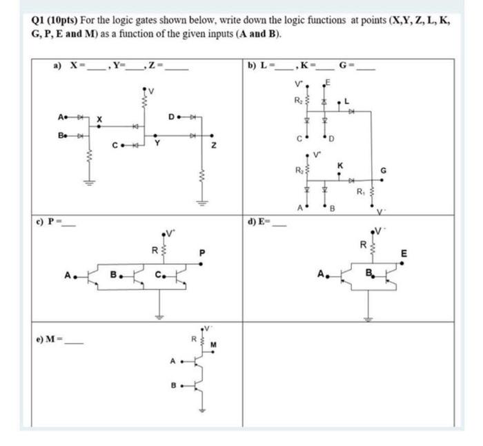 Solved Q1 (10pts) For the logic gates shown below, write | Chegg.com