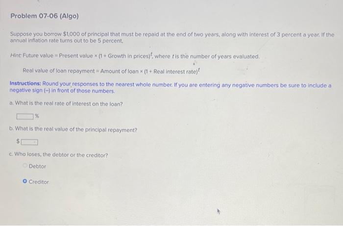 Solved Suppose You Borrow 1000 Of Principal That Must Be 5148