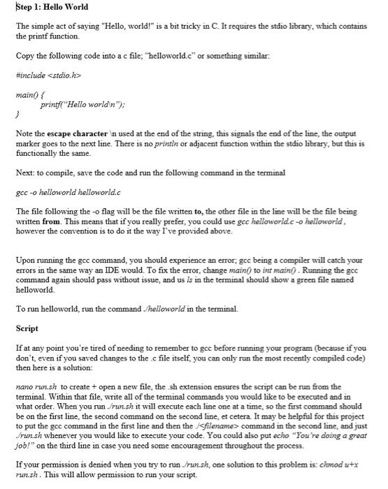 Solved Step 1: Hello World The simple act of saying "Hello, | Chegg.com