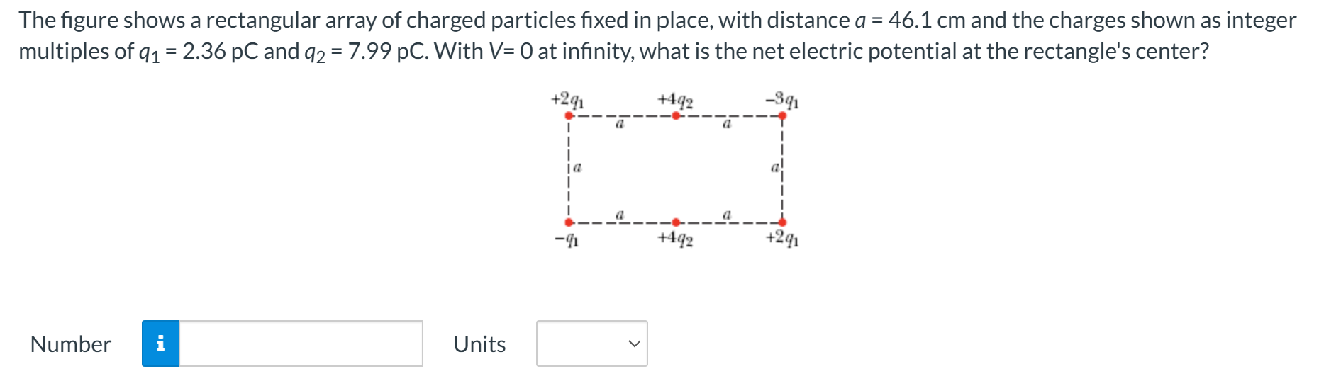 Solved The figure shows a rectangular array of ﻿charged | Chegg.com