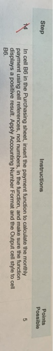 Step Instructions Points Possible ha 5 In cell B6 in | Chegg.com