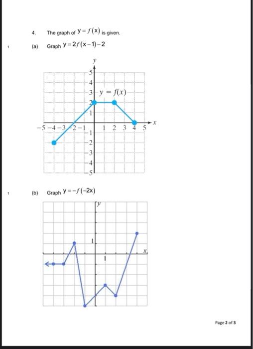 Solved 4 The Graph Of Y F X Is Given A Graph Y Chegg Com