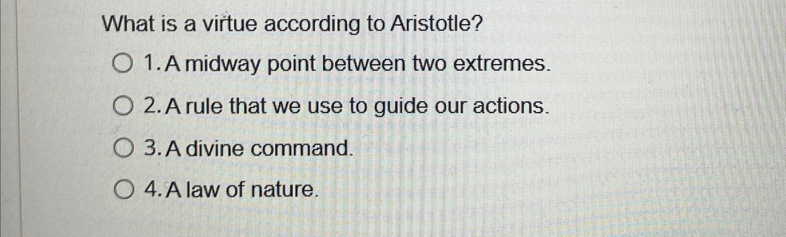 Solved What is a virtue according to Aristotle?A midway | Chegg.com