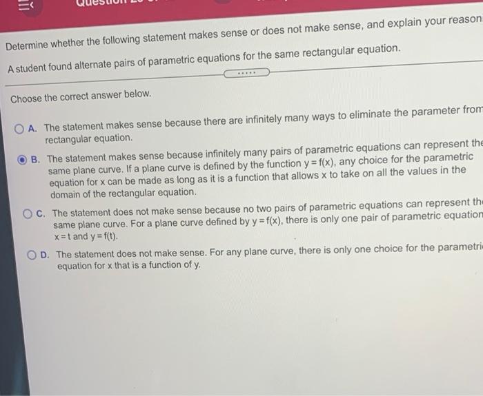 Solved E Determine whether the following statement makes | Chegg.com