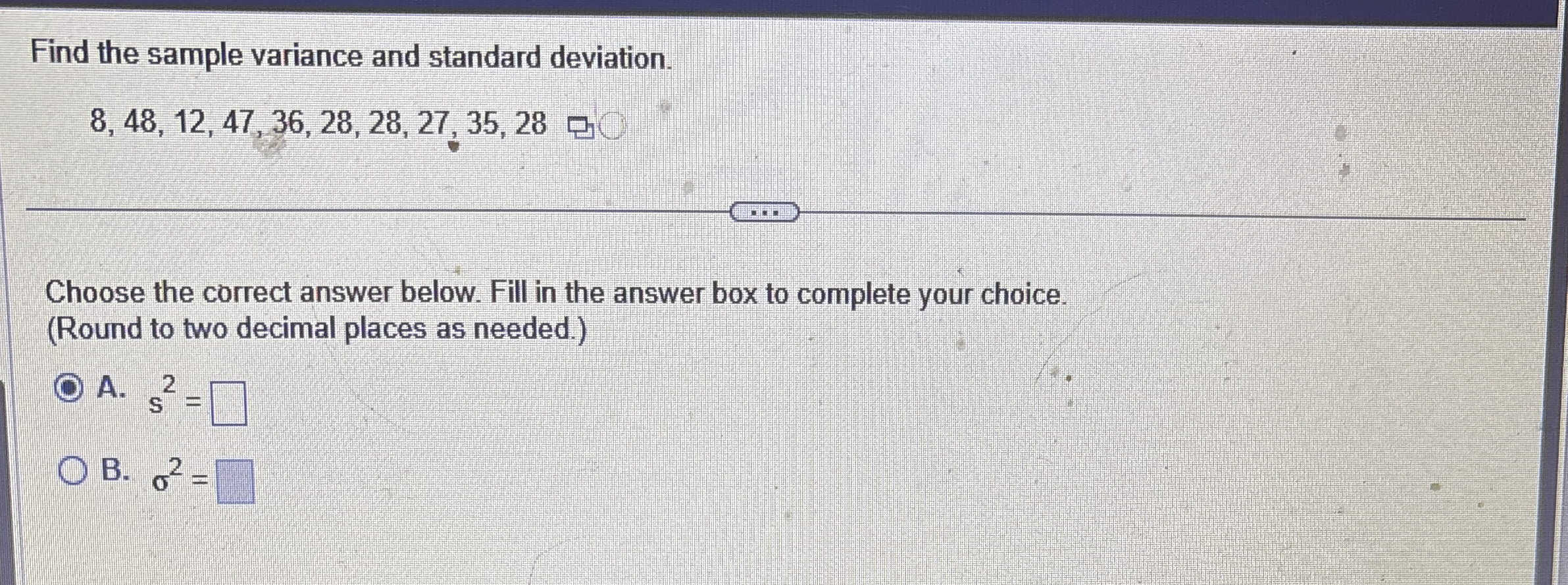 Solved Find the sample variance and standard | Chegg.com