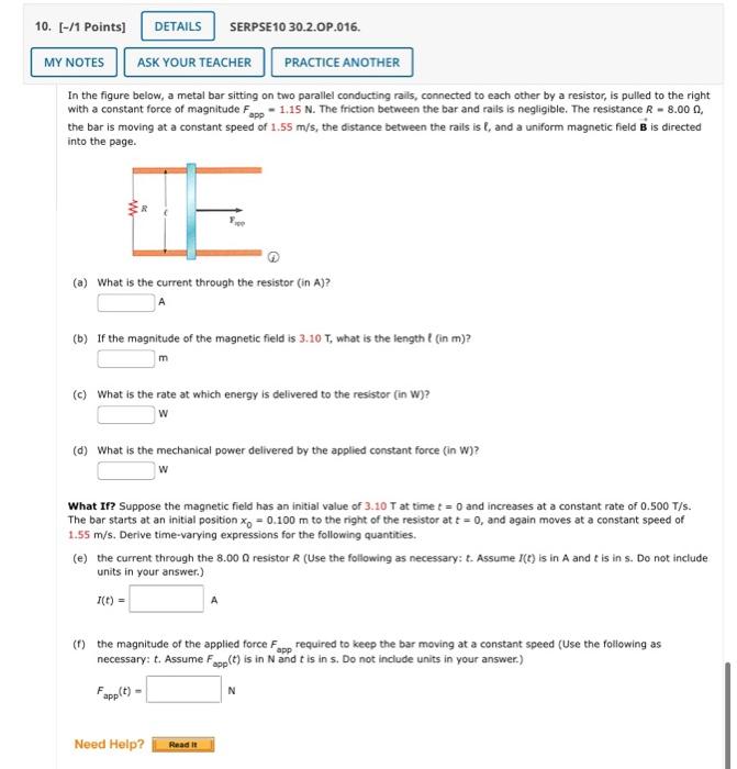 Solved In The Figure Below, A Metal Bar Sitting On Two | Chegg.com