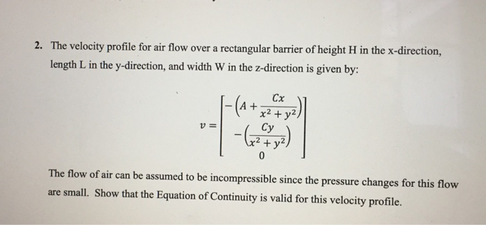 Solved 2. The velocity profile for air flow over a | Chegg.com