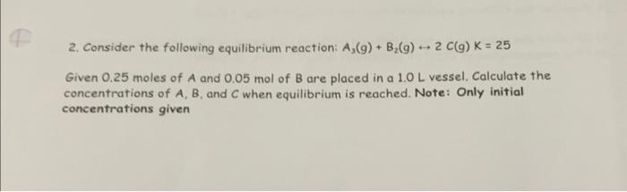 Solved 2. Consider The Following Equilibrium Reaction: | Chegg.com