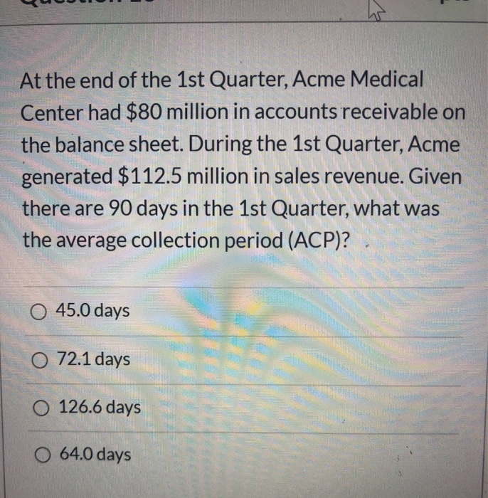 Solved At the end of the 1st Quarter, Acme Medical Center | Chegg.com