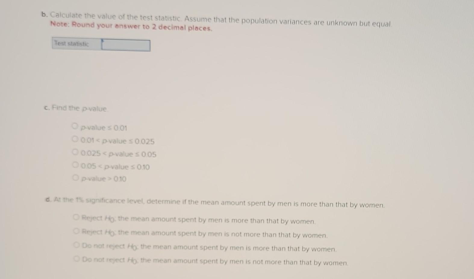 Solved Researchers have found that men and women shop for | Chegg.com