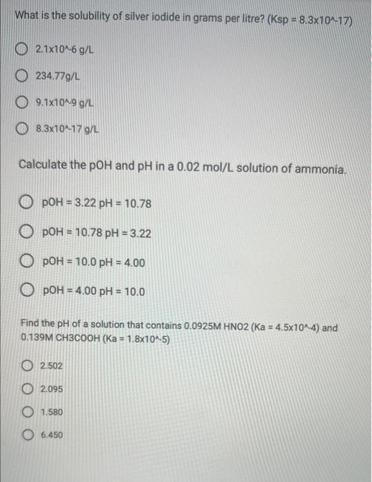 Solved What is the solubility of silver iodide in grams per