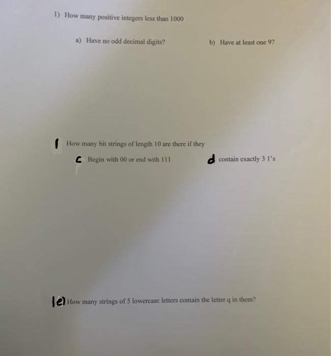 Solved 1 How Many Positive Integers Less Than 1000 A Have 3180