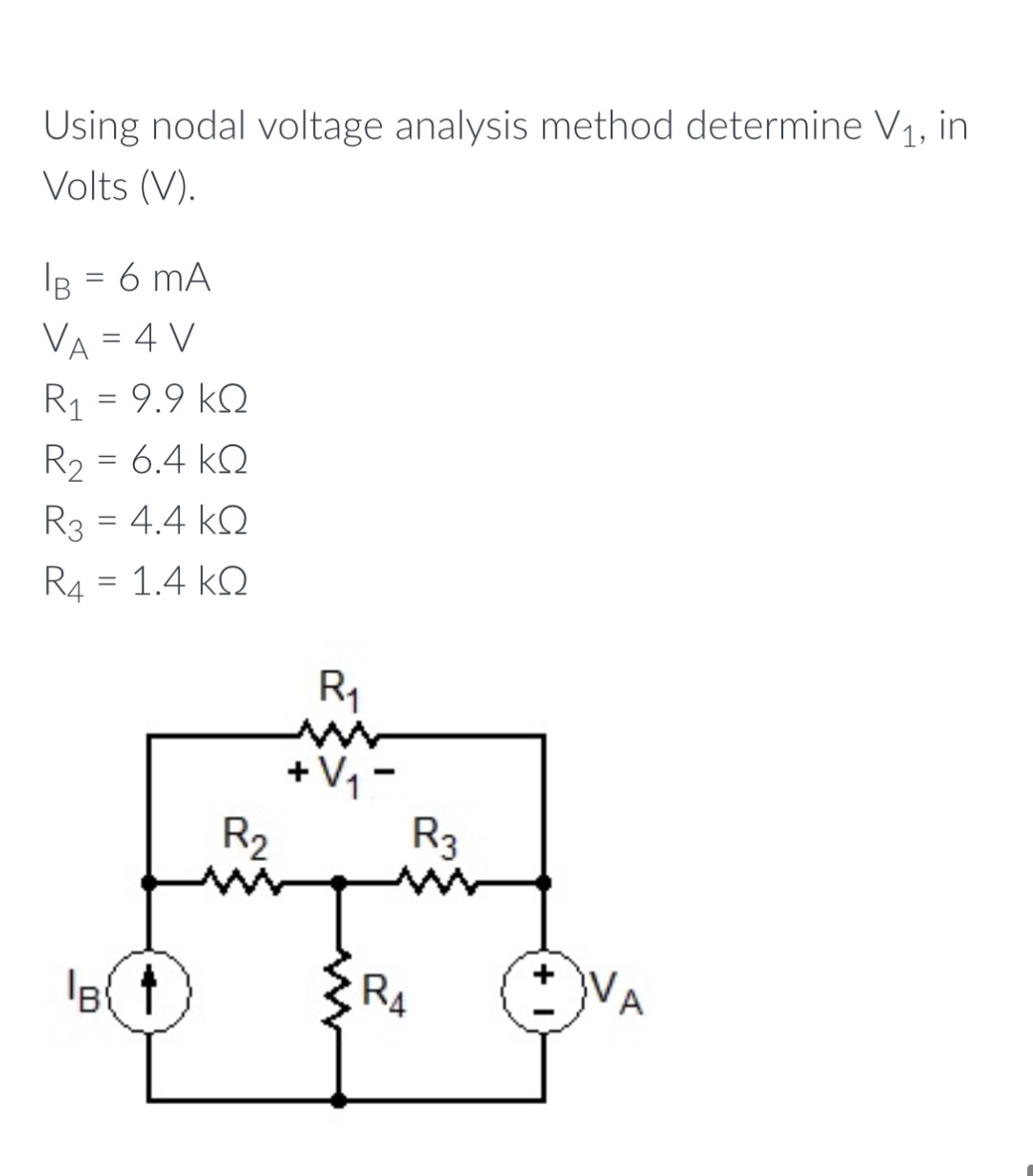 Solved Using nodal voltage analysis method determine V1, ﻿in | Chegg.com