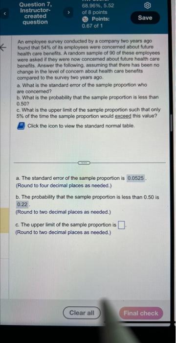 Solved An Employee Survey Conducted By A Company Two Years | Chegg.com