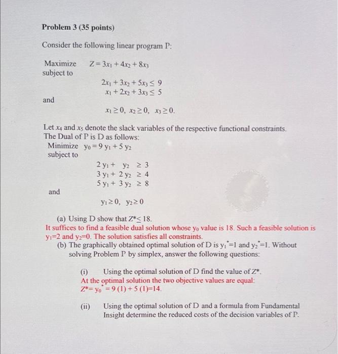 Solved Problem 3 (35 points) Consider the following linear | Chegg.com