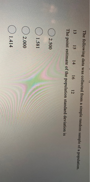 Solved The following data was collected from a simple random | Chegg.com