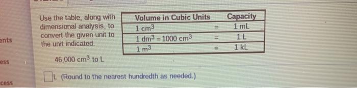 Solved Use the table, along with Volume in Cubic Units | Chegg.com