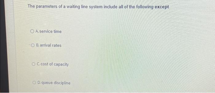 Solved The Parameters Of A Waiting Line System Include All | Chegg.com