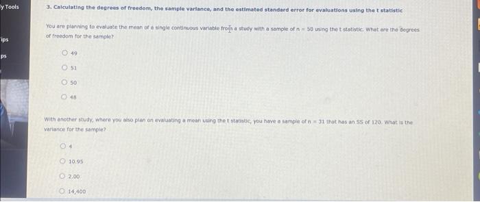 Solved 3 Calculating The Degrees Of Freedom The Sample