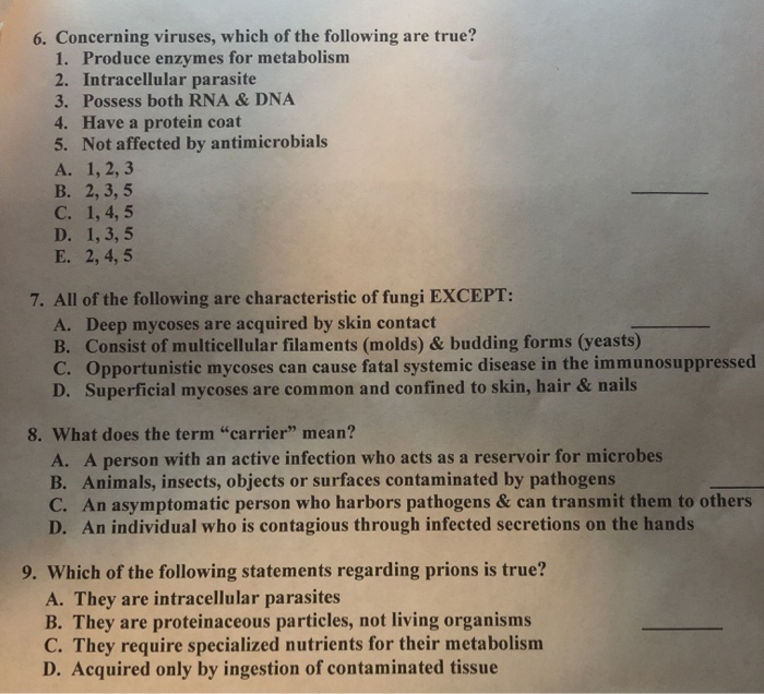 solved 6 concerning viruses which of