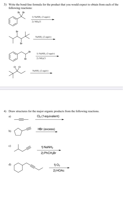 Solved 3) Write the bond-line formula for the product that | Chegg.com