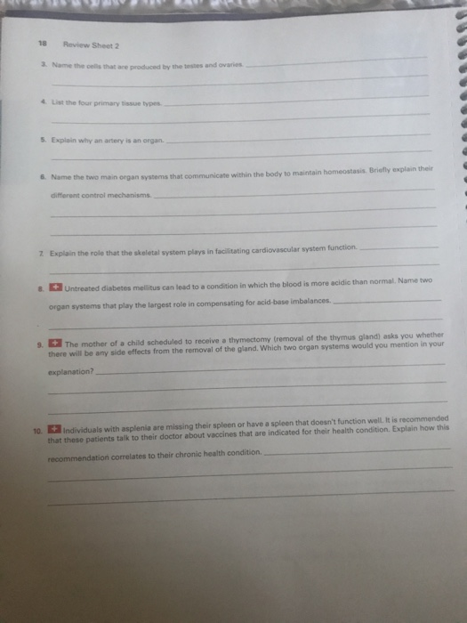 Solved 2 REVIEW SHEET Organ Systems Overview Name Lab