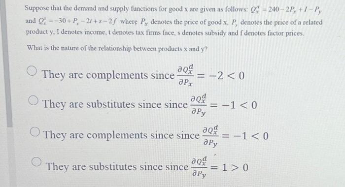 Solved Suppose that the demand and supply functions for good | Chegg.com