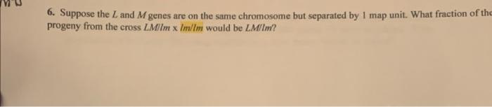 6. Suppose The L And M Genes Are On The Same | Chegg.com | Chegg.com