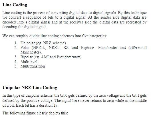 Solved Line Coding Line coding is the process of converting | Chegg.com