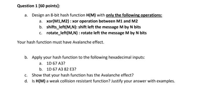 Solved Question 2 [20 points): a. Use your hash function | Chegg.com