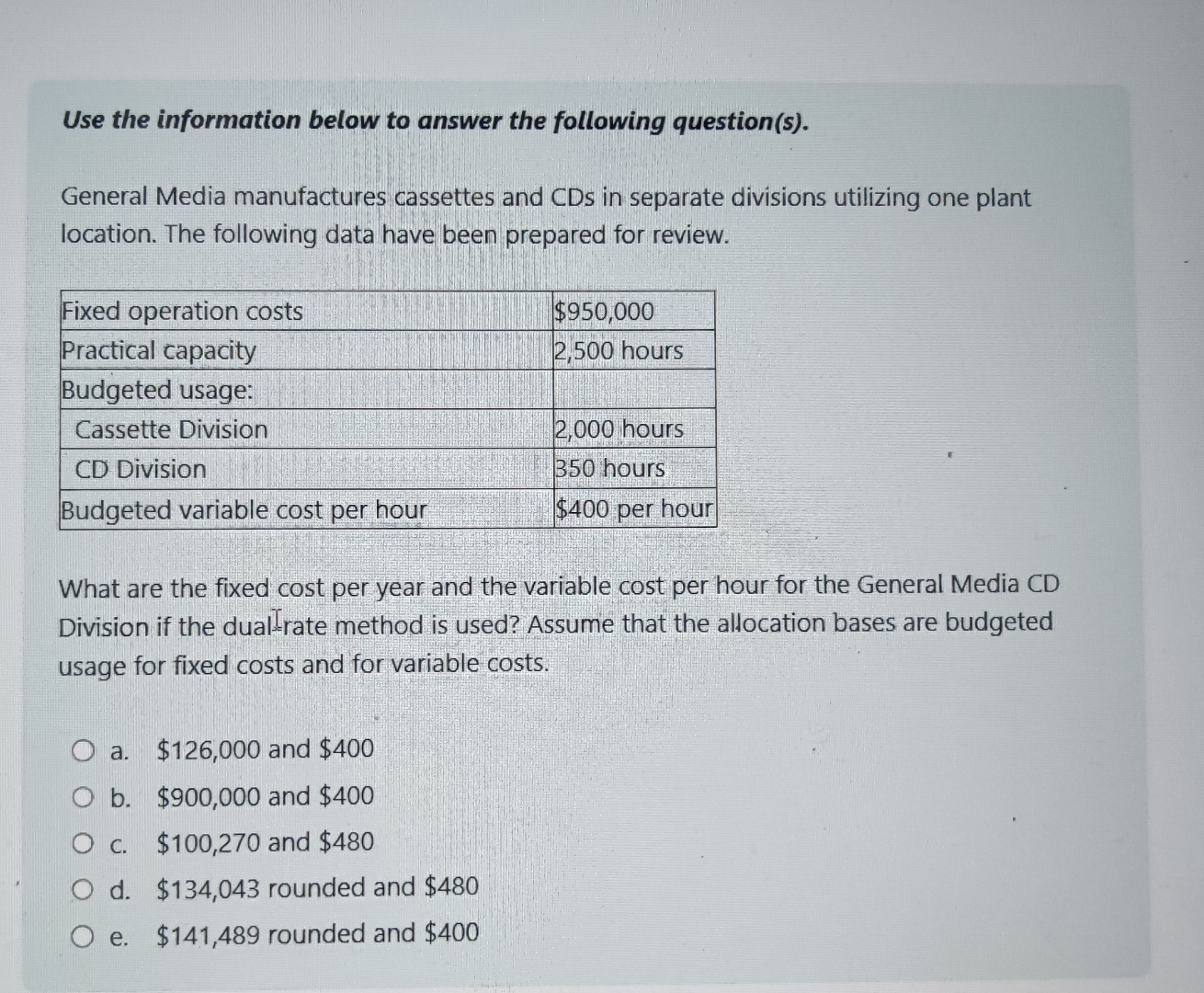 Solved Use the information below to answer the following | Chegg.com