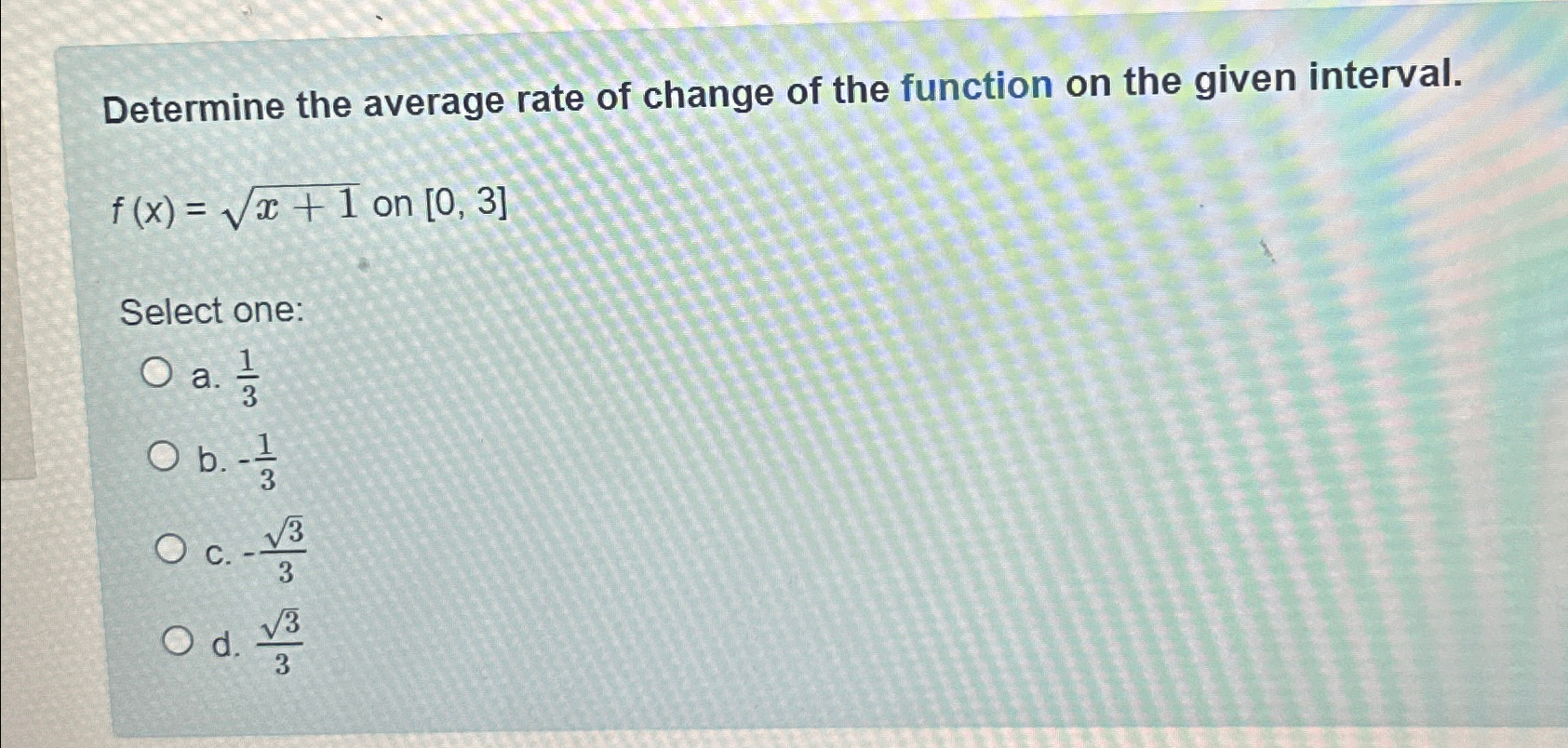 Solved Determine the average rate of change of the function | Chegg.com