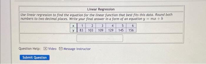 Solved Use linear regression to find the equation for the | Chegg.com