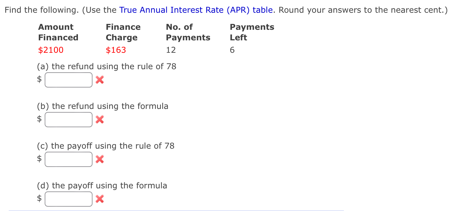 Solved Find the following. (Use the True Annual Interest | Chegg.com