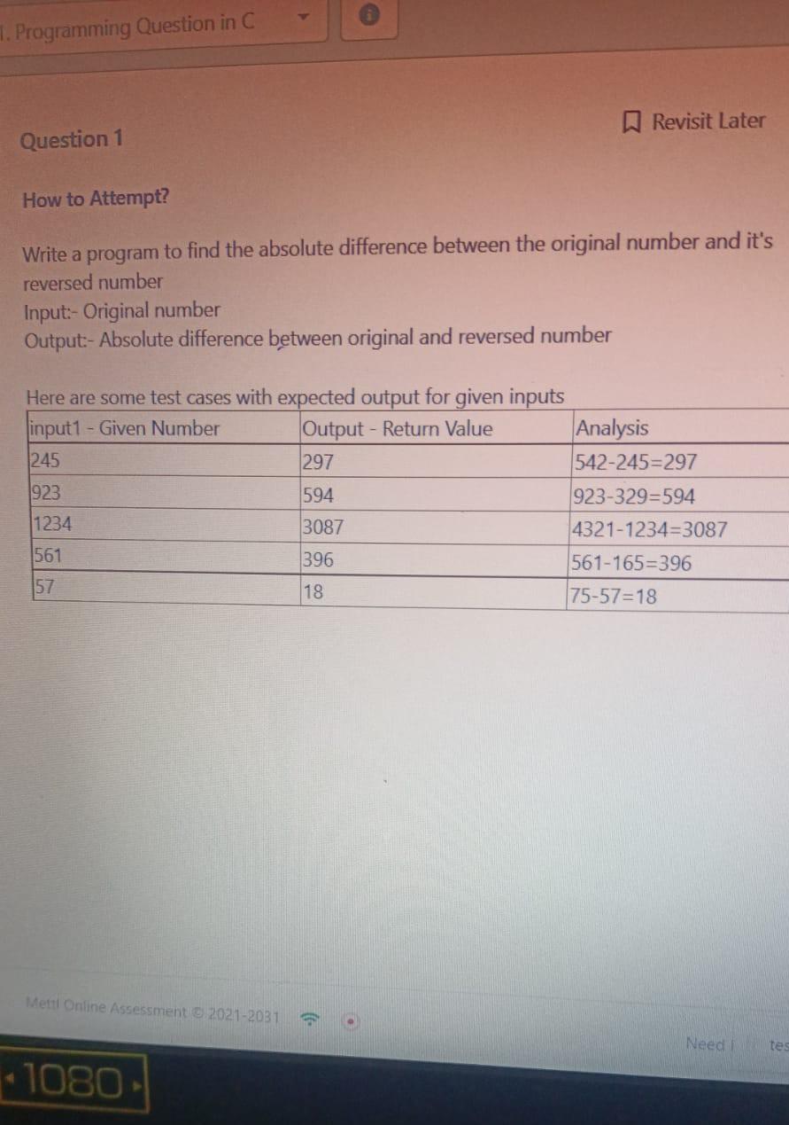 Solved How to Attempt? Write a program to find the absolute | Chegg.com