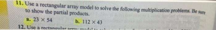Solved 11. Use a rectangular array model to solve the | Chegg.com