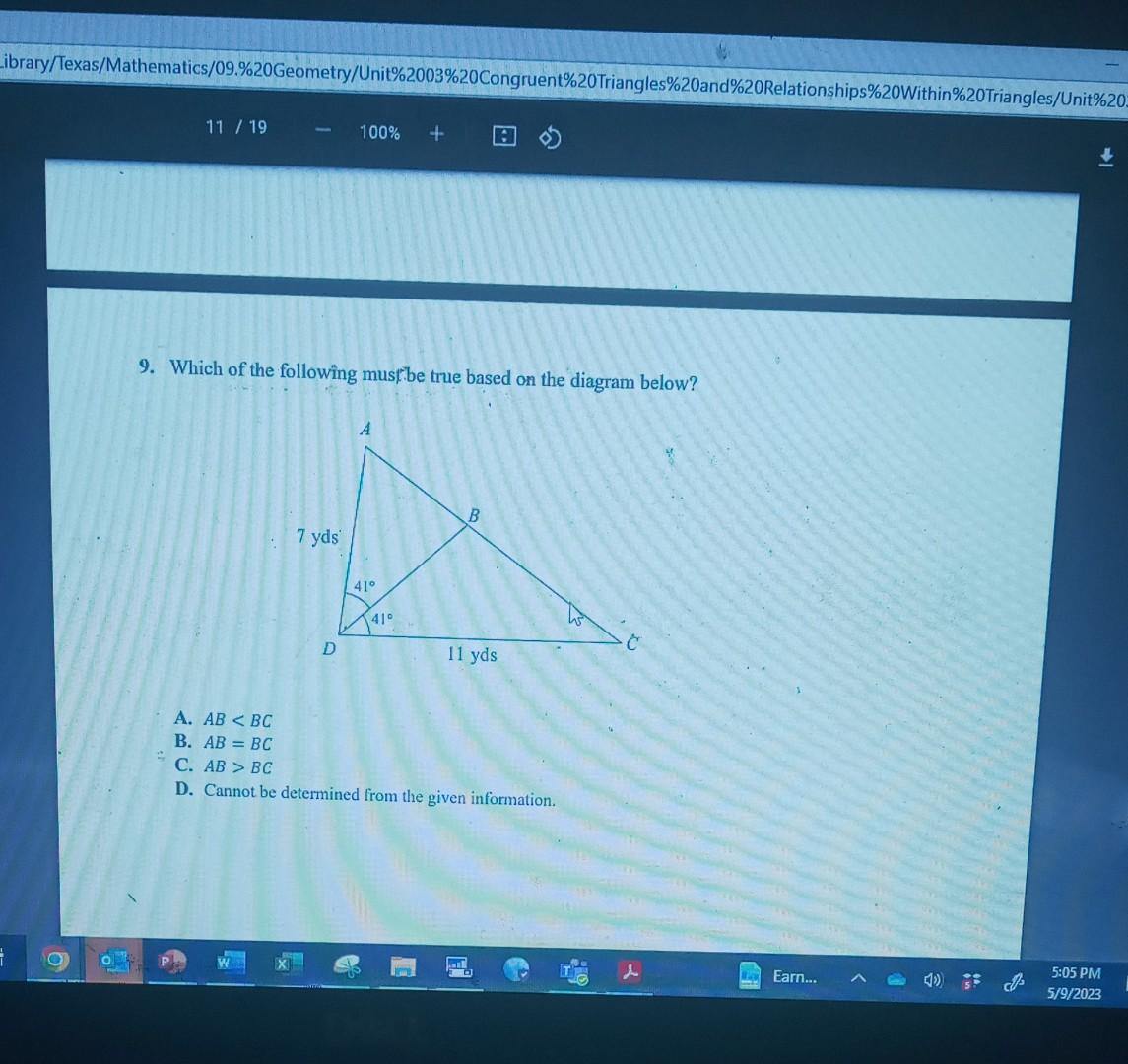 Solved 9. Which of the following mustrbe true based on the | Chegg.com