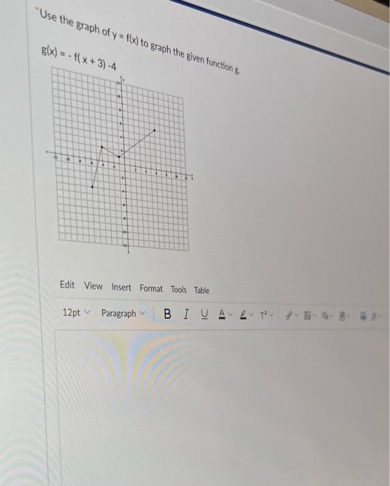 Solved g(x)=−f(x+3)−1 | Chegg.com
