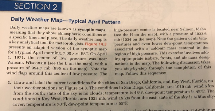 SECTION 2 Daily Weather Map-Typical April Pattern | Chegg.com