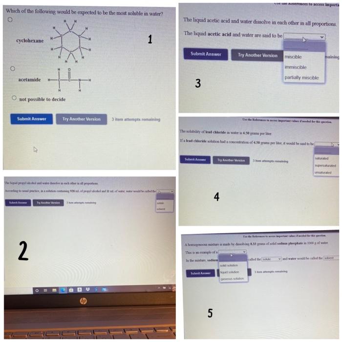 Solved 2.) The liquid propyl alcohol and water dissolve in