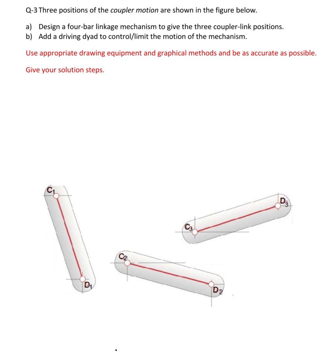 Solved Q-3 Three positions of the coupler motion are shown | Chegg.com